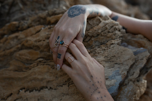 Helm Ring Stack Labradorite