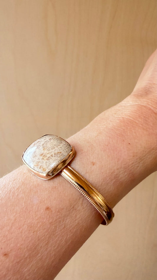 Fossilized Coral Gold Filled Cuff