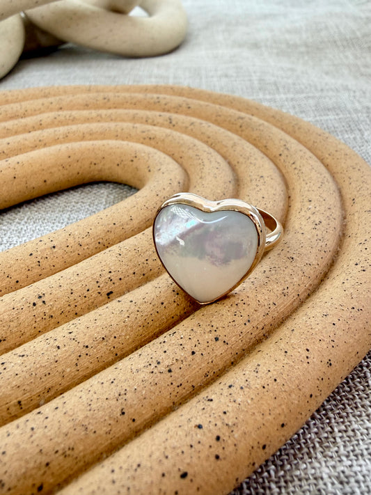 Gold Filled Mother of Pearl Heart Ring