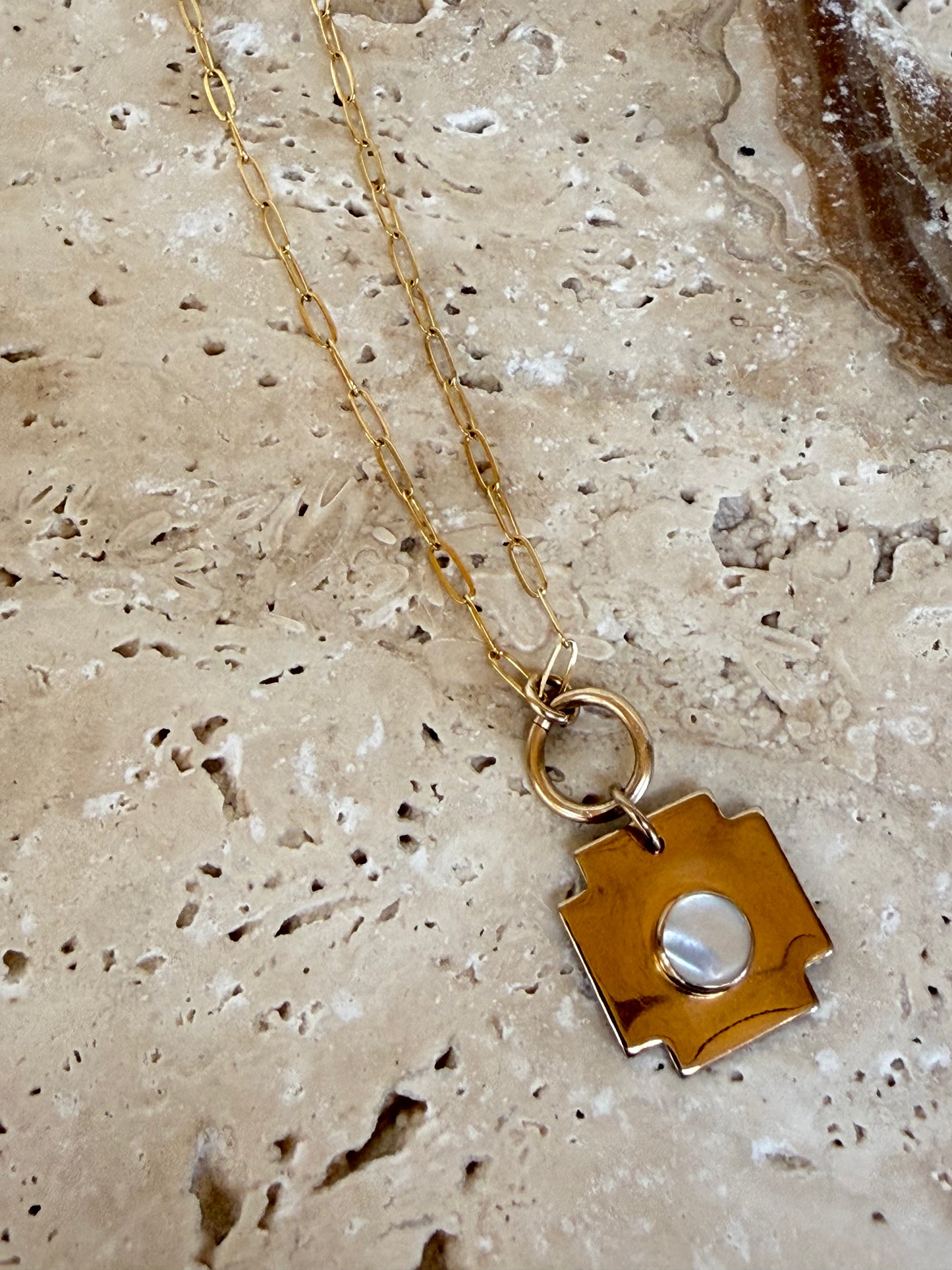 Square Mother of Pearl Necklace