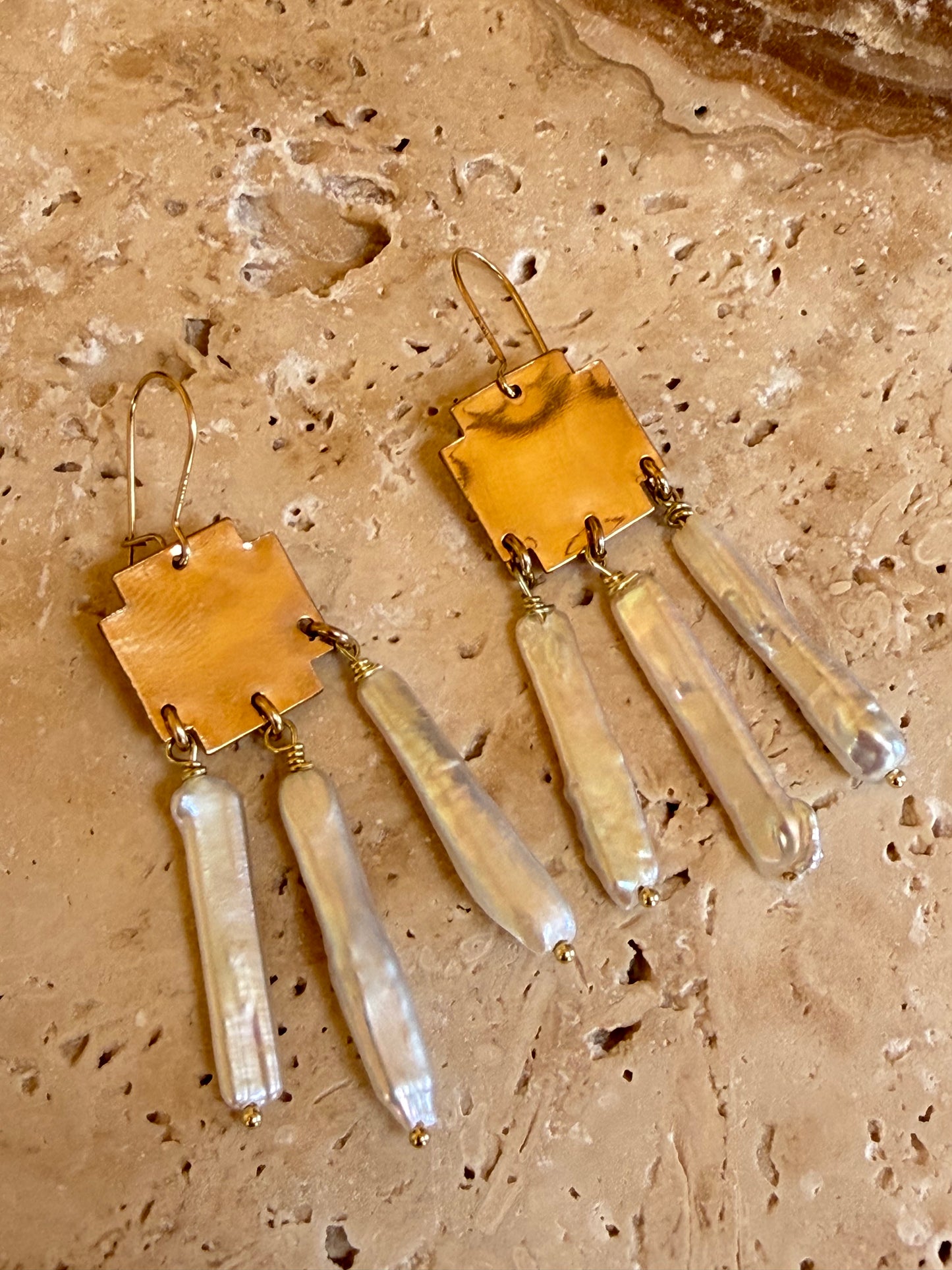 Square Pearl Drop Earrings