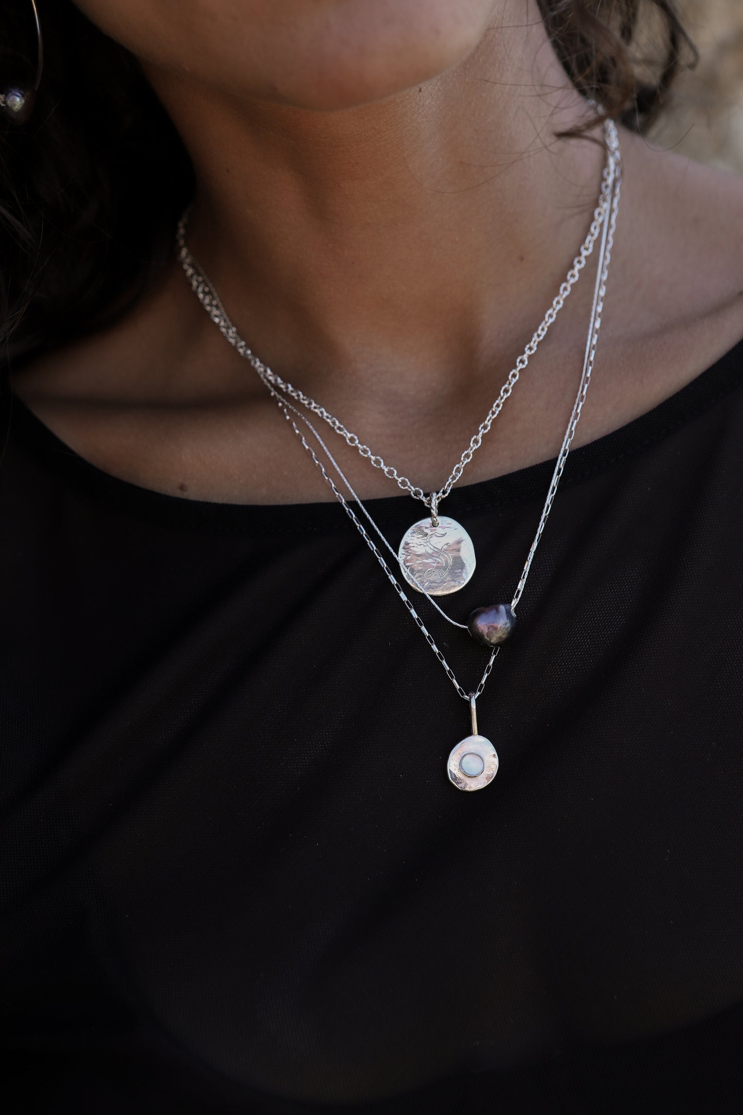 Floating Black Pearl Necklace