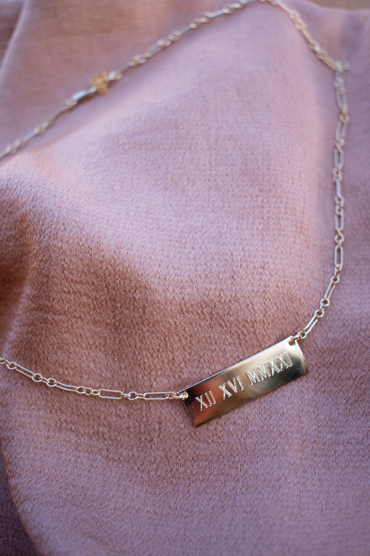 Roman Numeral Bar Necklace