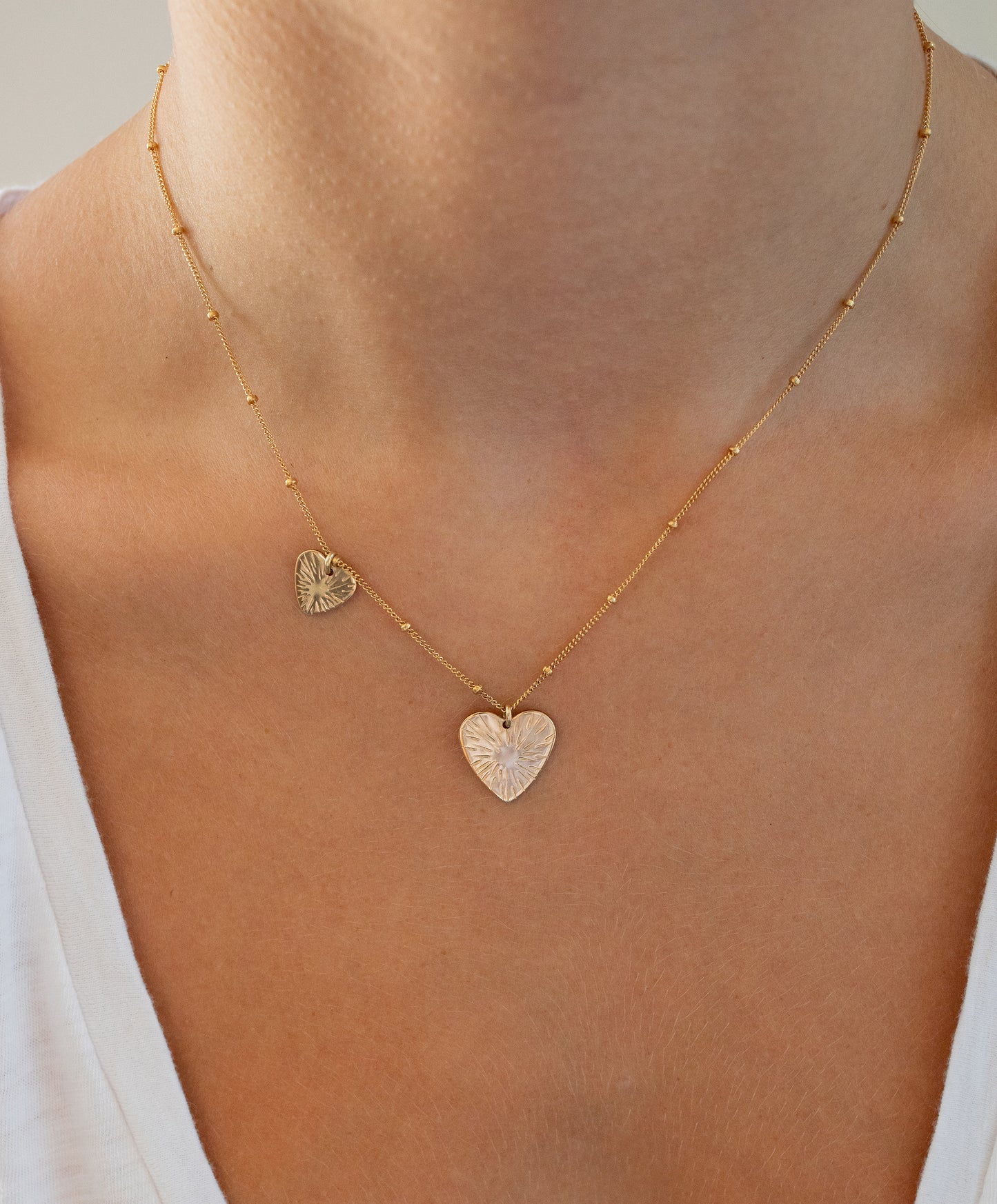 Double Burst Heart Necklace
