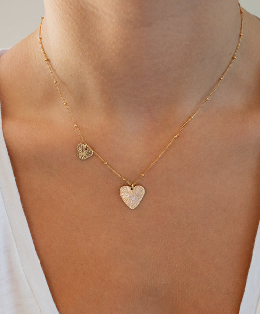 Double Burst Heart Necklace