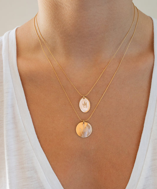 I Love You Sign Necklace Oval