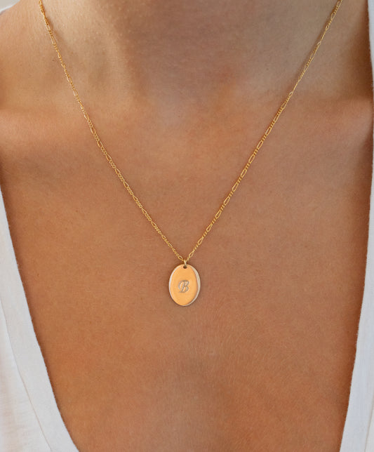 Oval Monogram Necklace Gold Filled