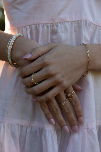 Helm Mother of Pearl Stack Ring Set