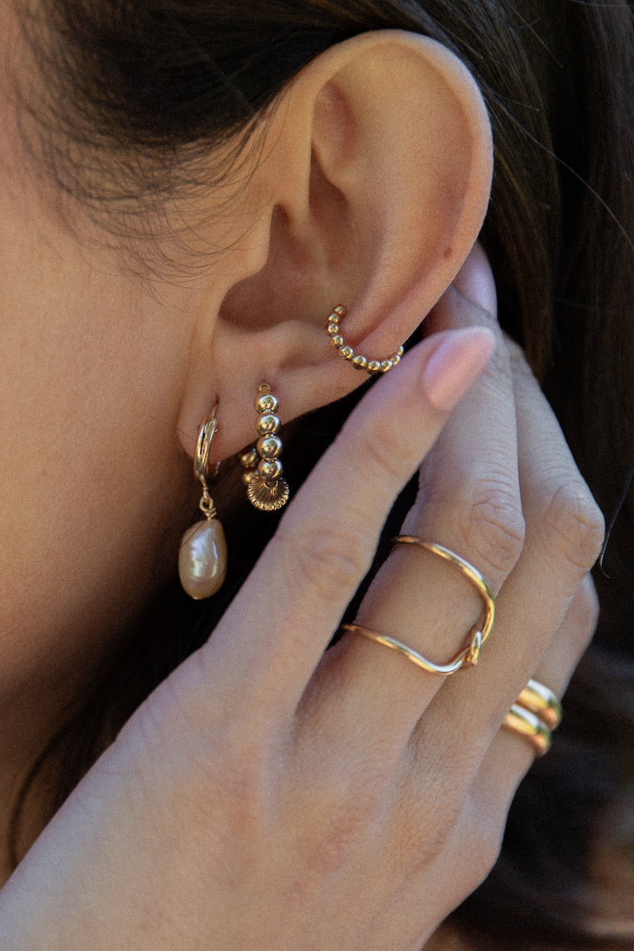 Pink Pearl Hoops