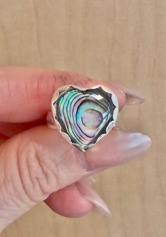 Abalone Heart Ring