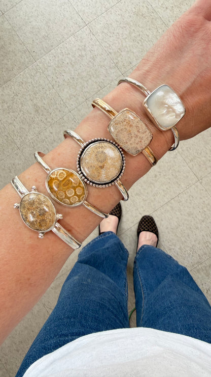 Fossilized Coral Gold Filled Cuff
