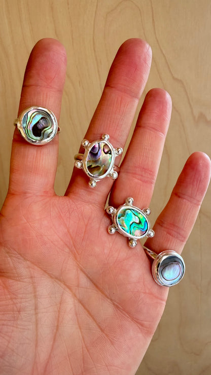 Abalone Coin Ring Size 7