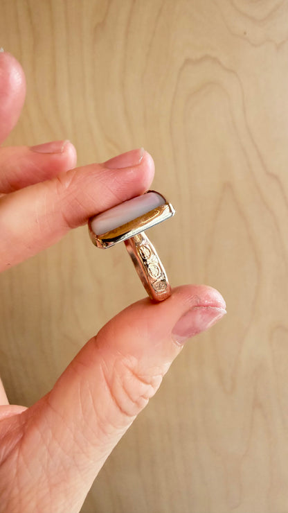 Mother of Pearl Square Ring Gold Filled Size 7