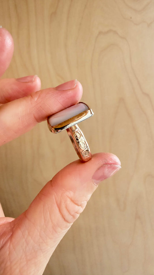Mother of Pearl Square Ring Gold Filled Size 7