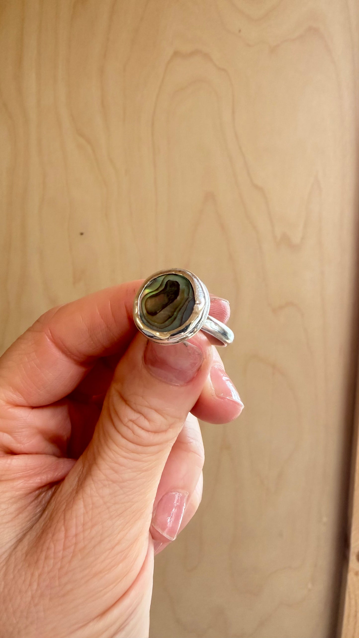 Abalone Coin Ring Size 7