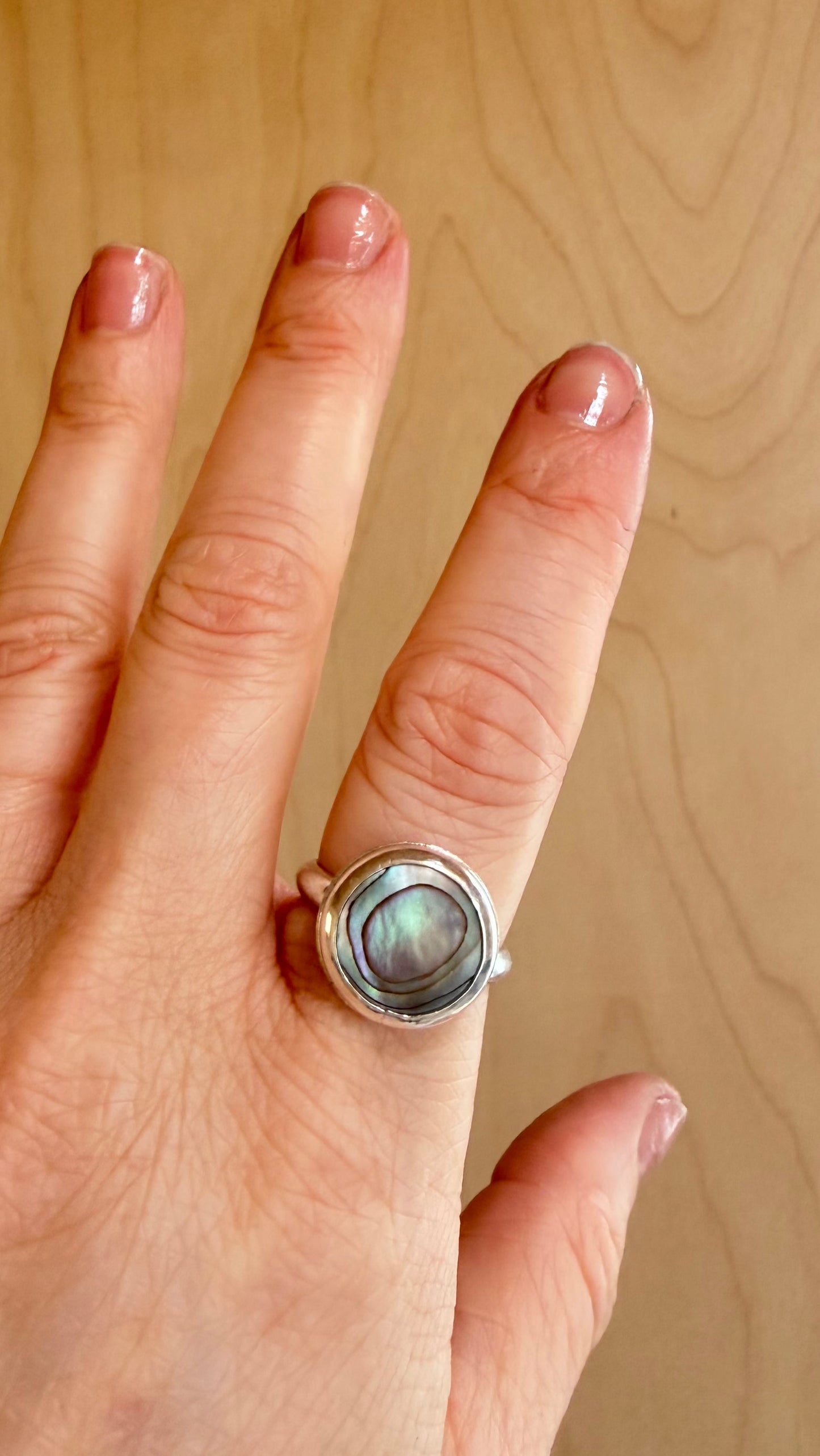 Abalone Coin Ring Size 8