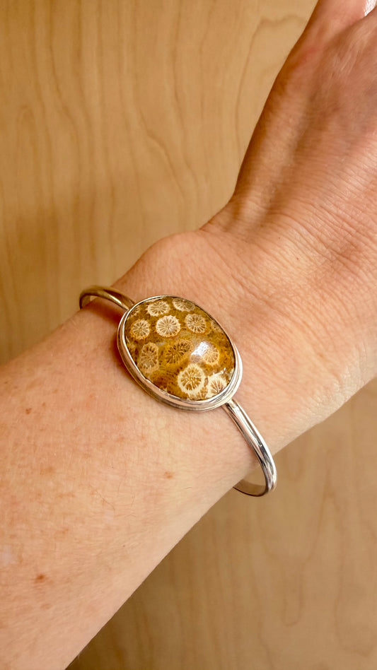Oval Fossilized Coral Cuff