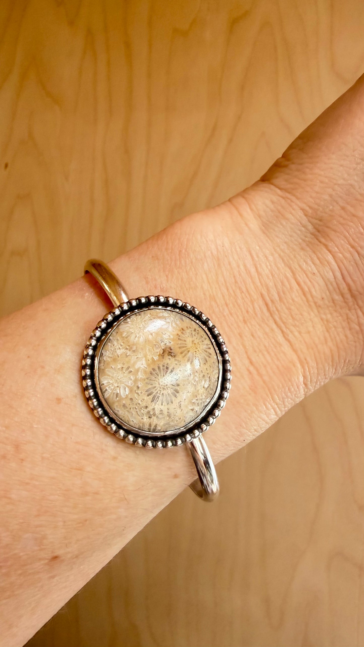 Round Fossilized Coral Cuff