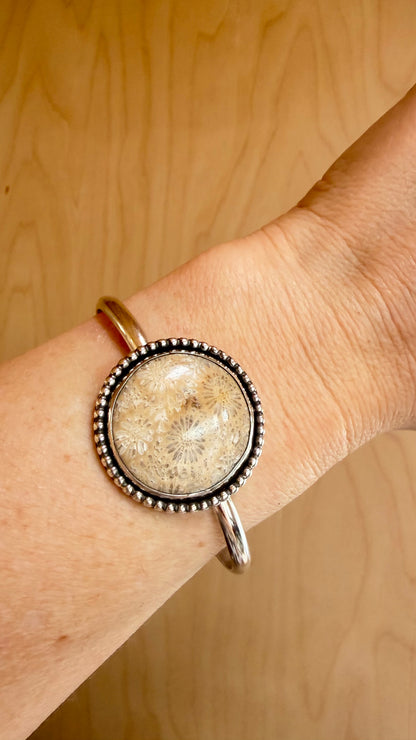 Round Fossilized Coral Cuff