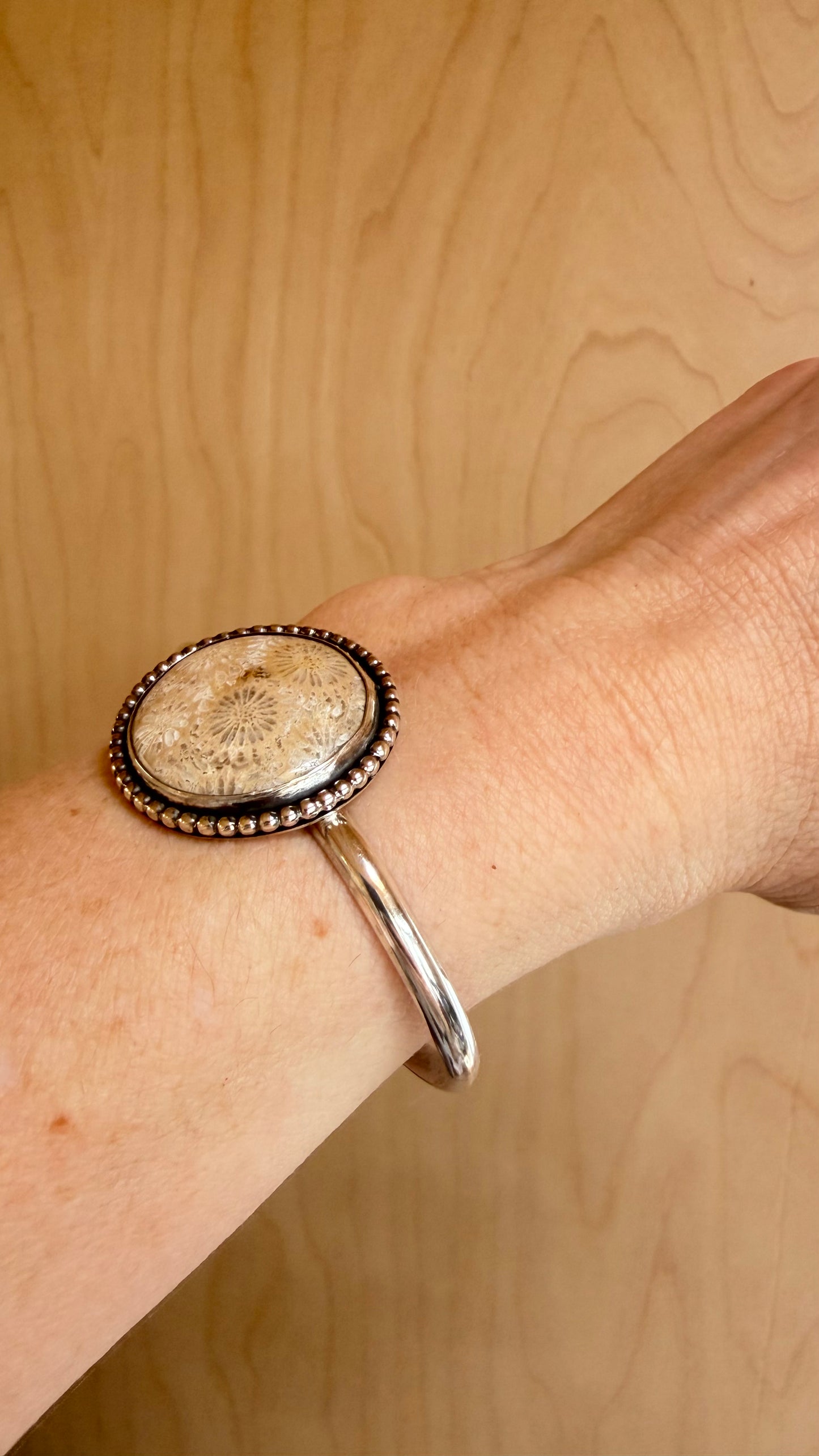 Round Fossilized Coral Cuff