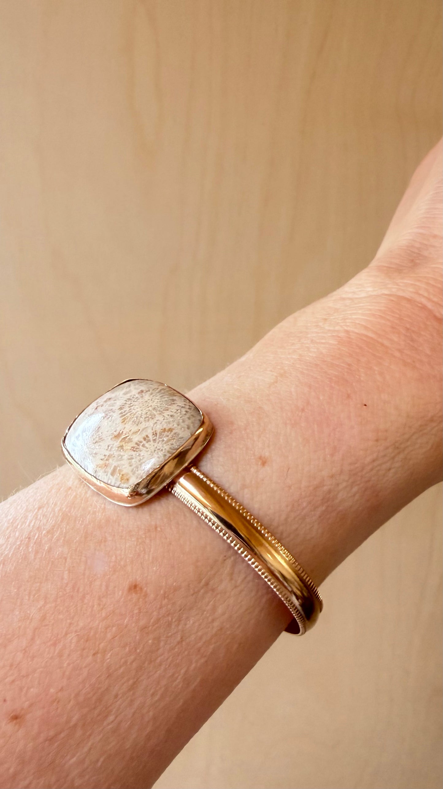 Fossilized Coral Gold Filled Cuff