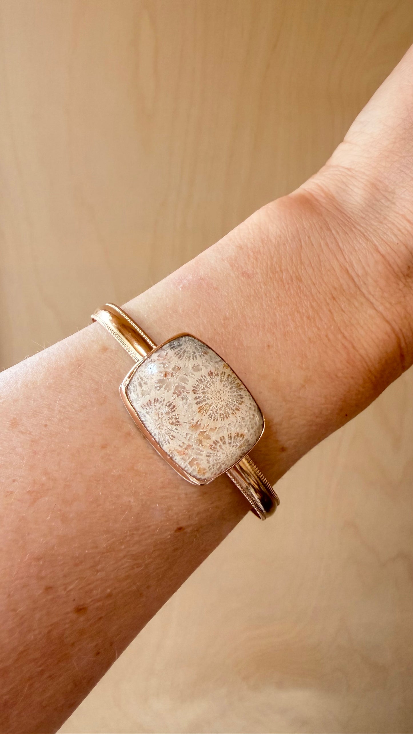 Fossilized Coral Gold Filled Cuff