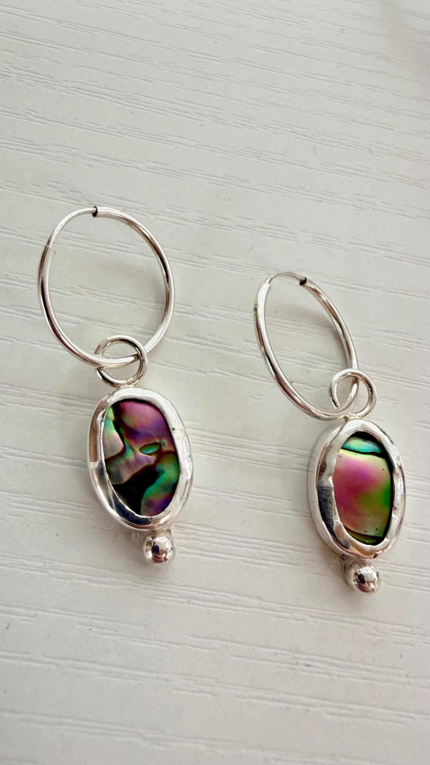Abalone Oval Hoop Earrings