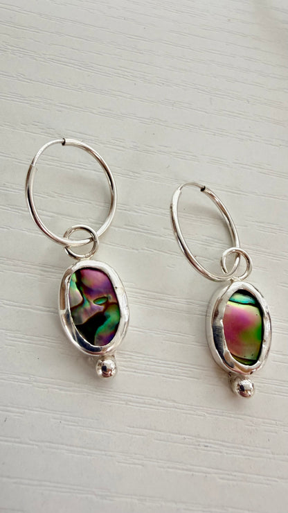 Abalone Oval Hoop Earrings