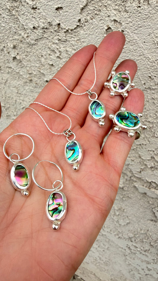 Abalone Oval Hoop Earrings