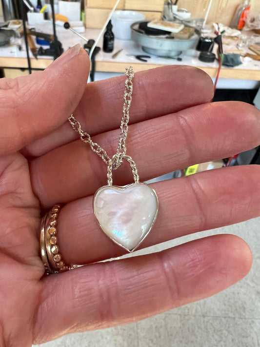 Mother of Pearl Heart Necklace