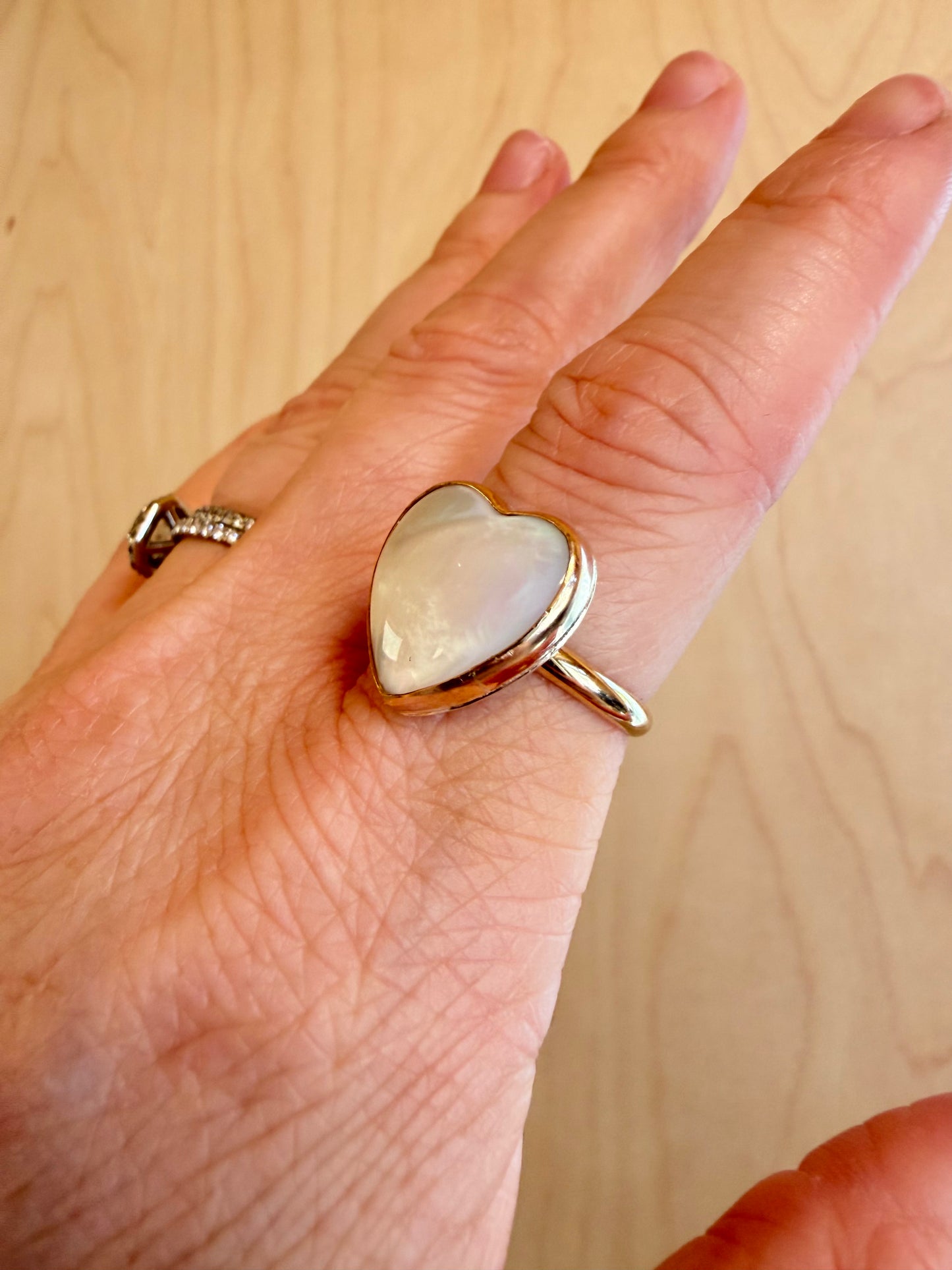 Gold Filled Mother of Pearl Heart Ring