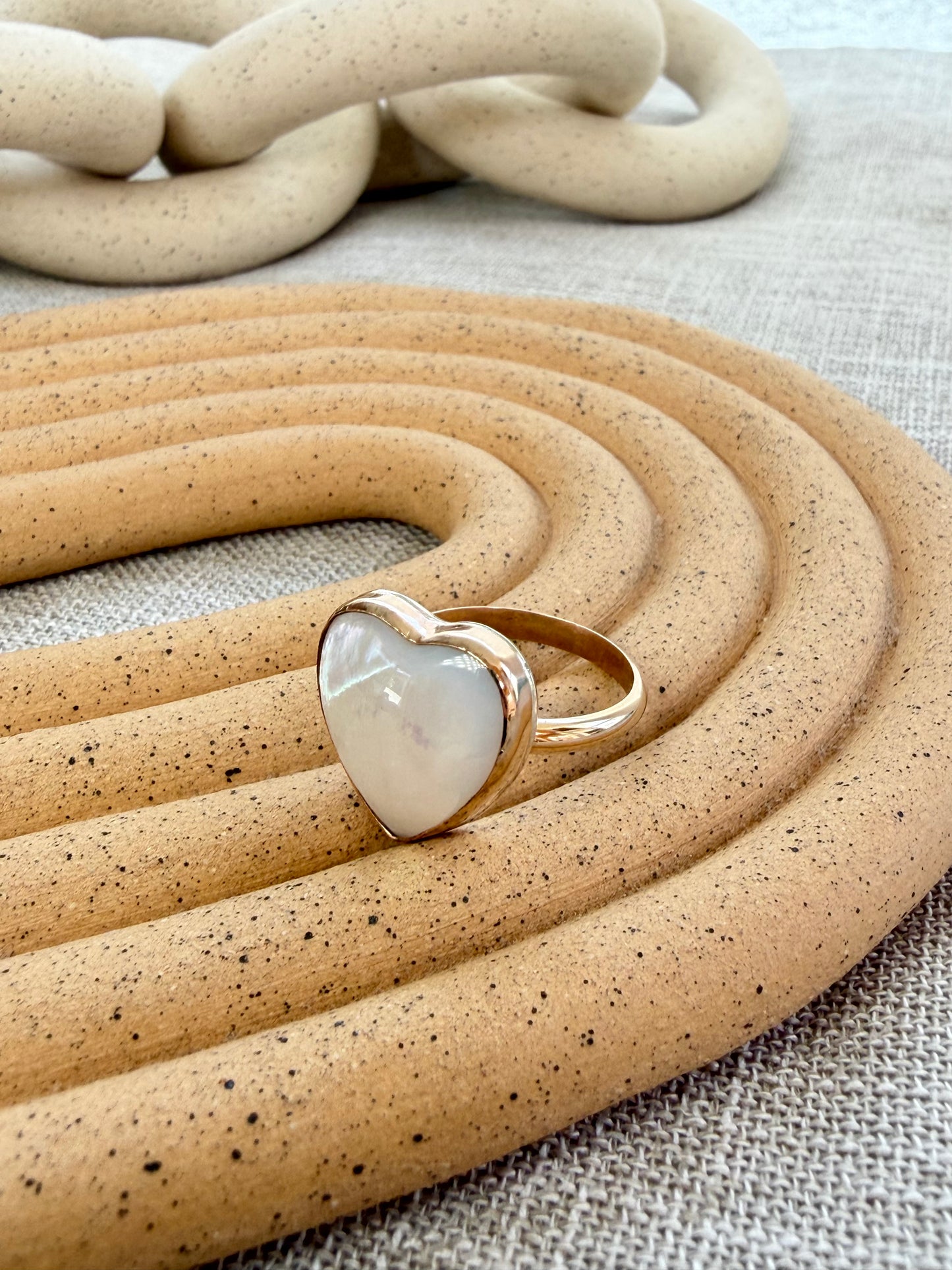 Gold Filled Mother of Pearl Heart Ring