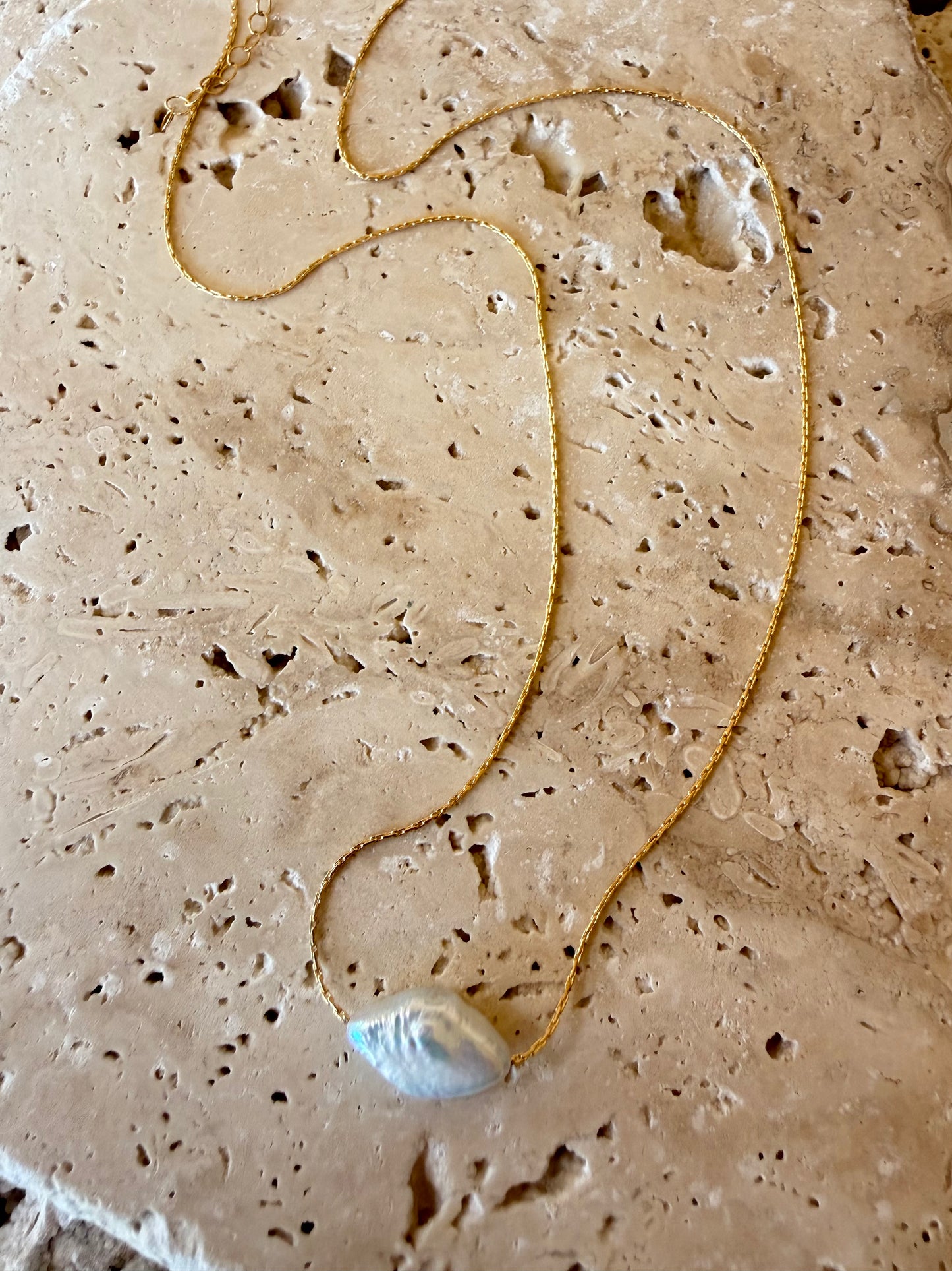 Floating Diamond Pearl Necklace