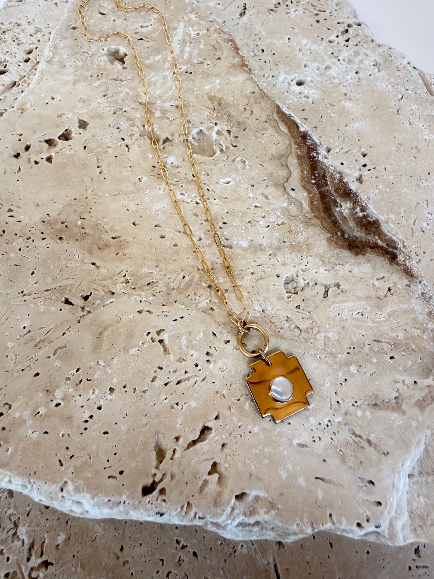 Square Mother of Pearl Necklace