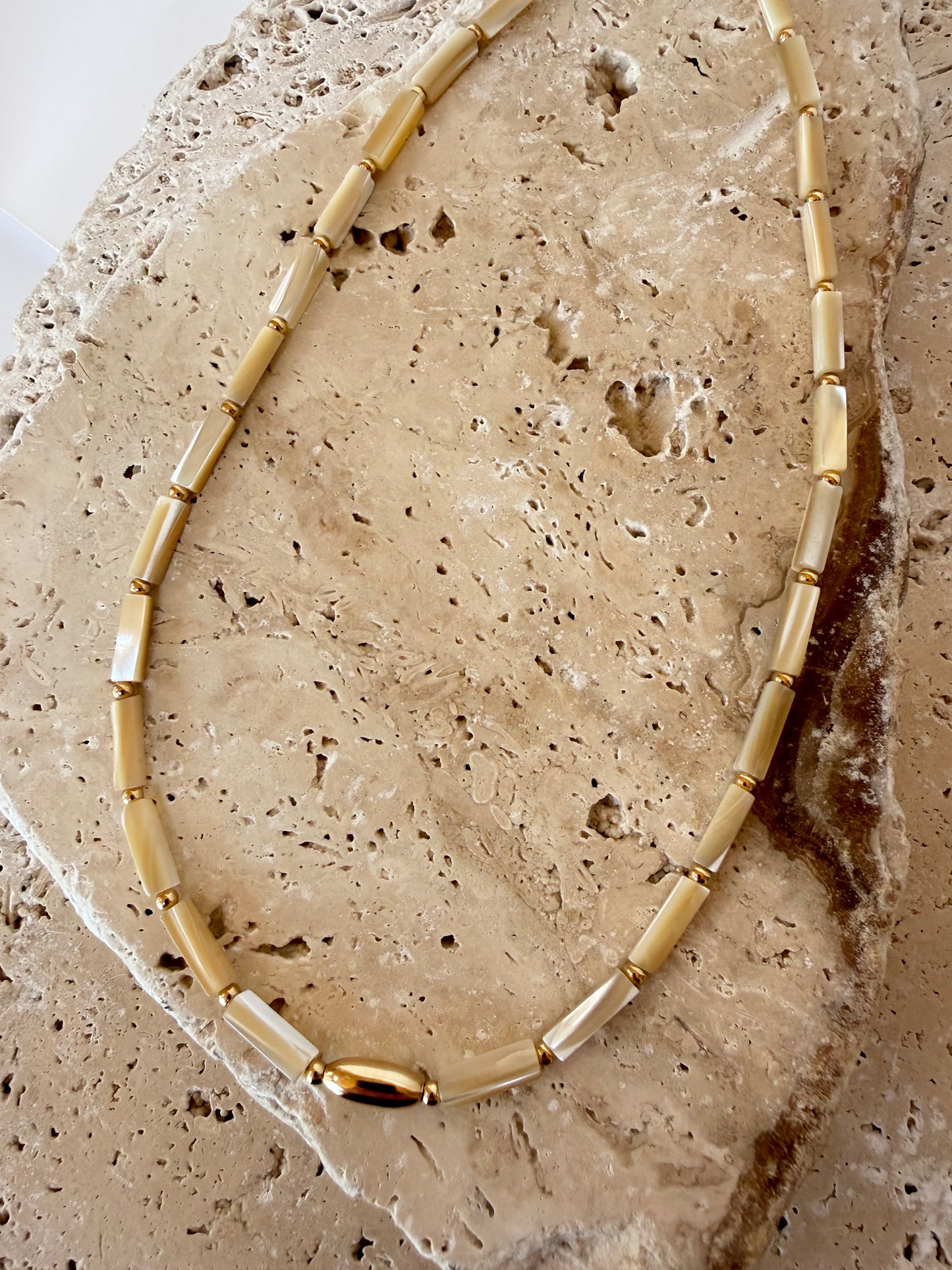 Mother of Pearl Tube Bead Necklace