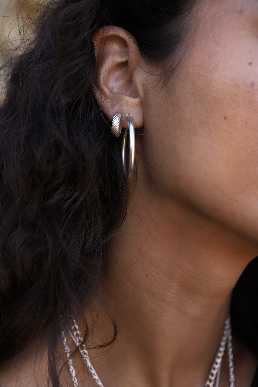 Stripe Huggie Hoops