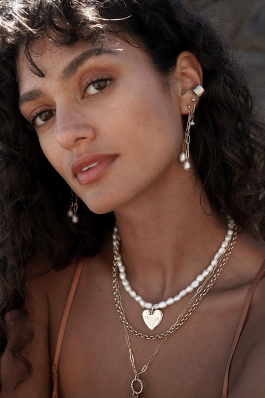 Paperclip Pearl Drop Earrings