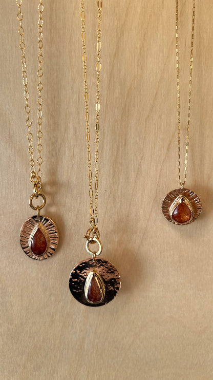 One of a Kind Sunburst Oval with Sunstone Tear Drop