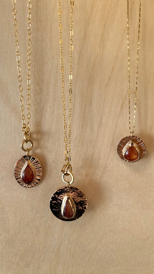 One of a Kind Sunburst Oval with Sunstone Tear Drop