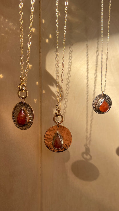 One of a Kind Sunburst Oval with Sunstone Tear Drop