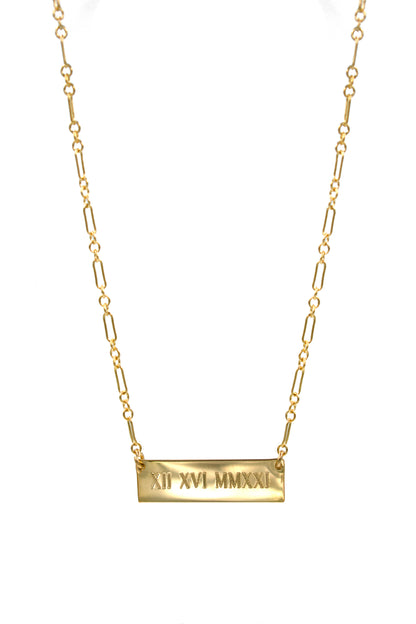 Roman Numeral Bar Necklace