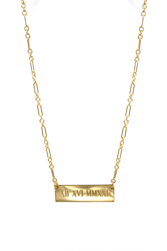 Roman Numeral Bar Necklace
