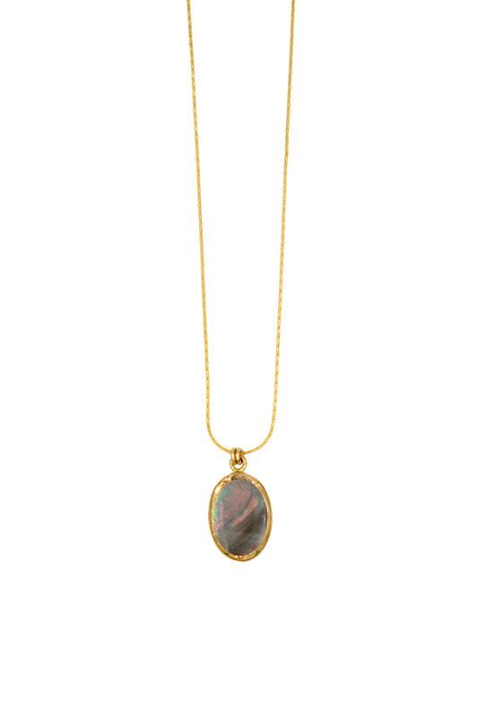 Black Mother of Pearl Oval Necklace