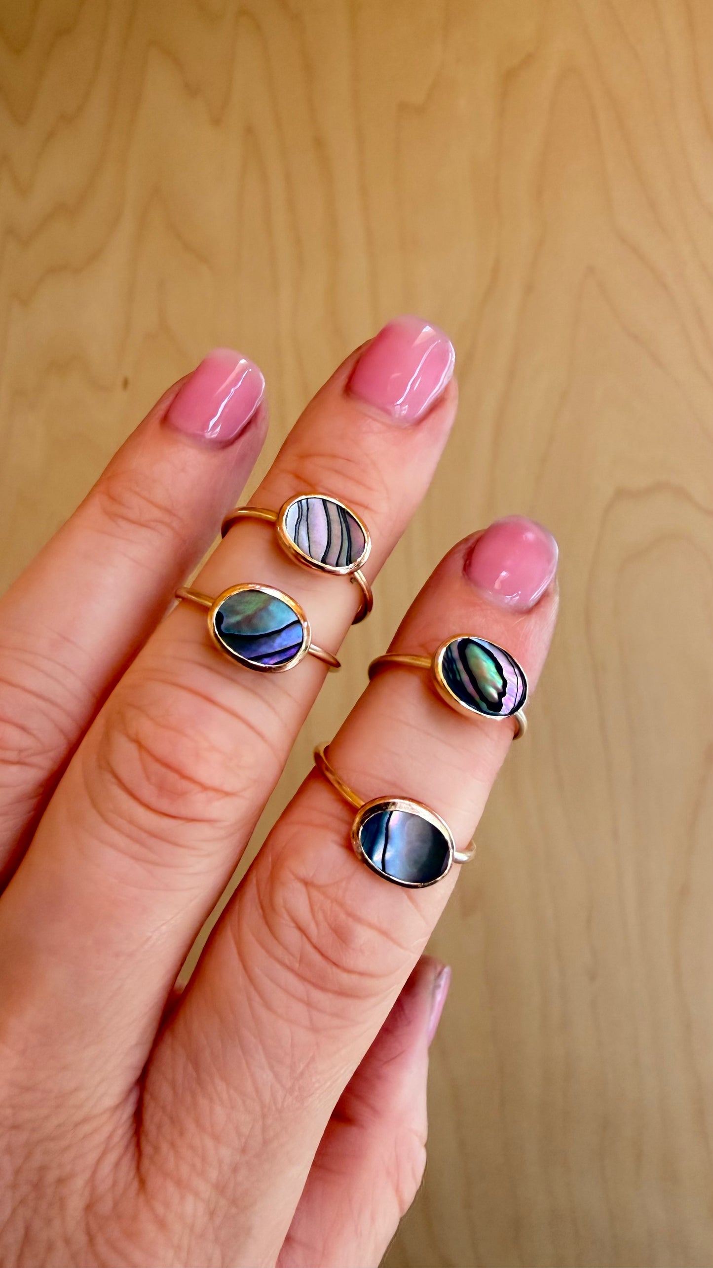abalone rings on hand