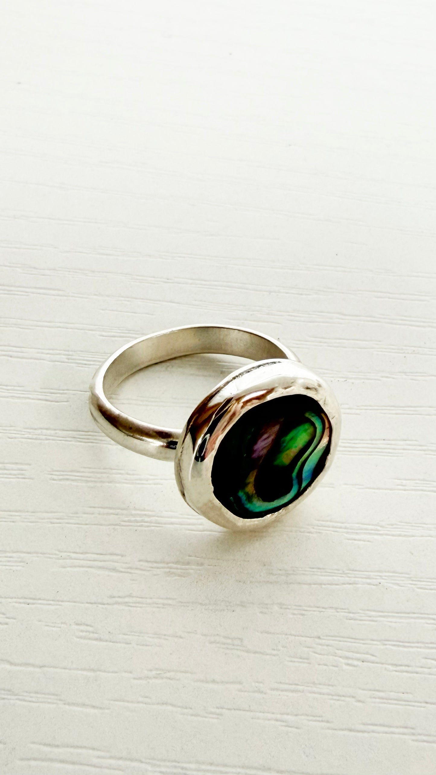 Abalone Coin Ring Size 7