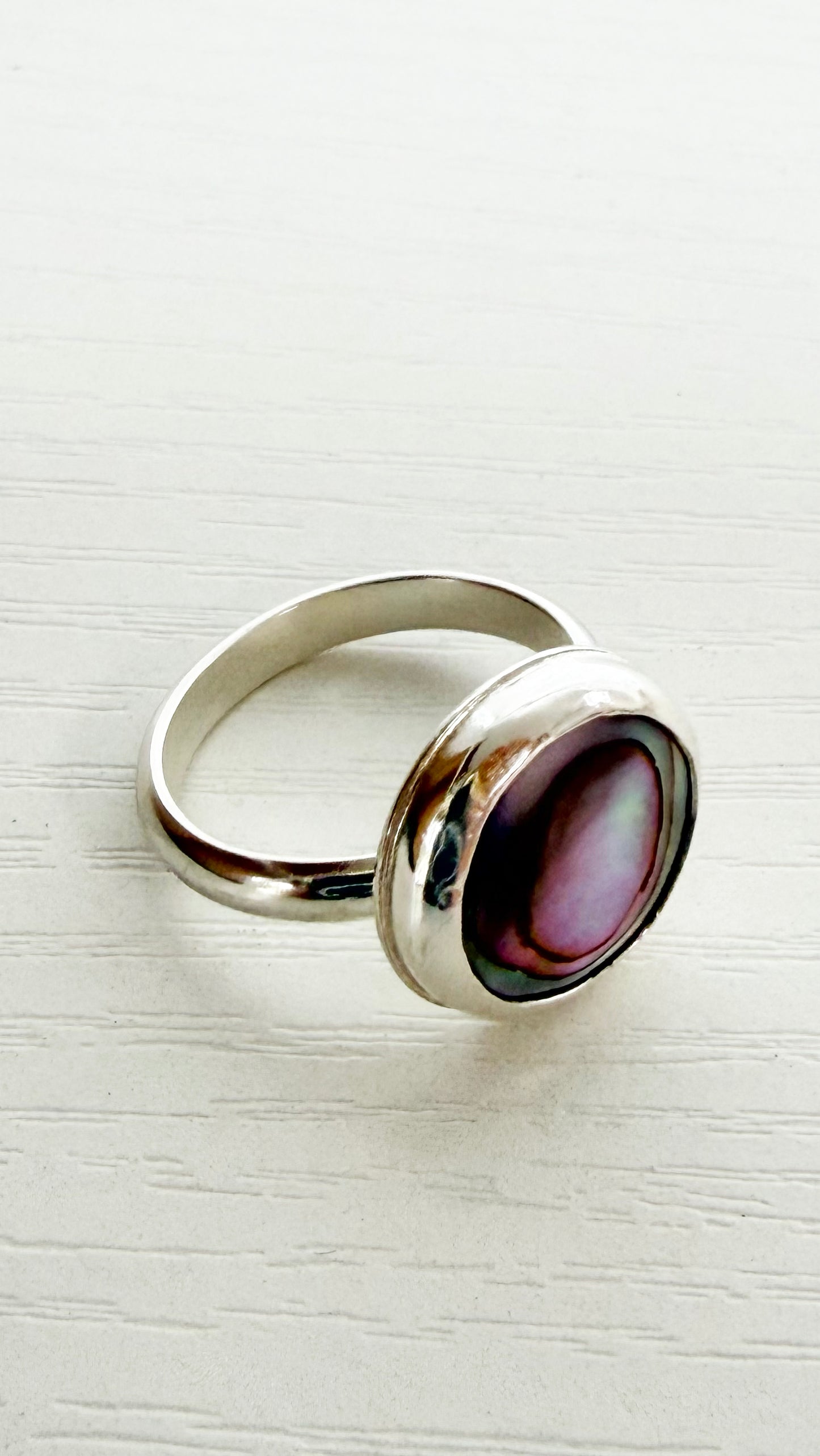 Abalone Coin Ring Size 8