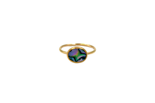 Sideways Abalone Oval Ring