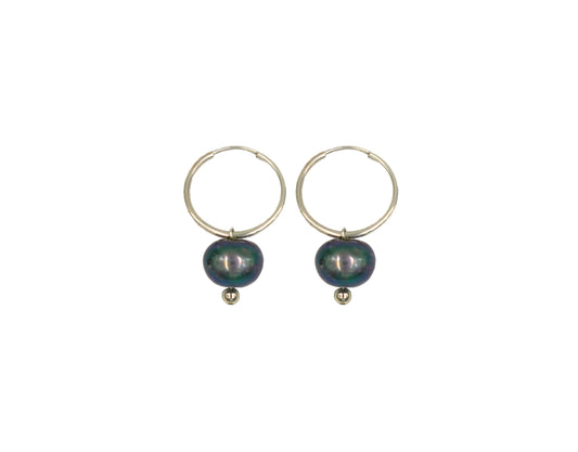 Black Pearl Mini Hoops