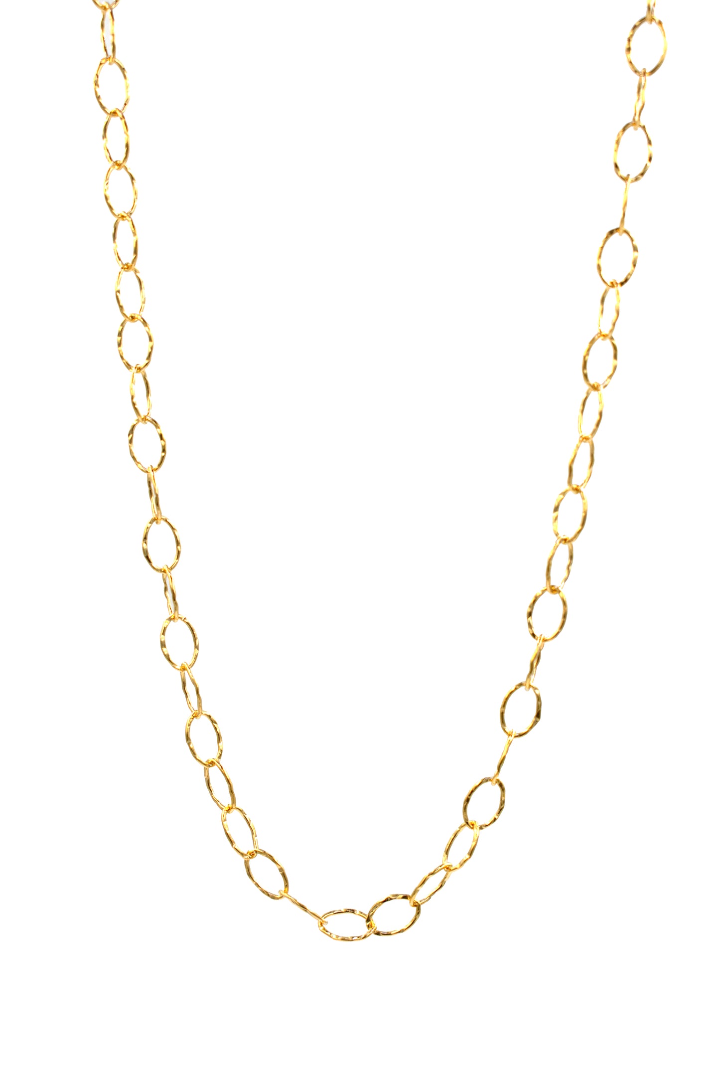 Hammered Oval Charm Chain Necklace