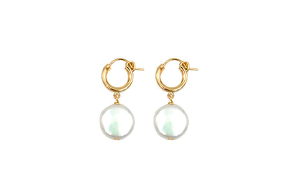 Coin Pearl Hoops